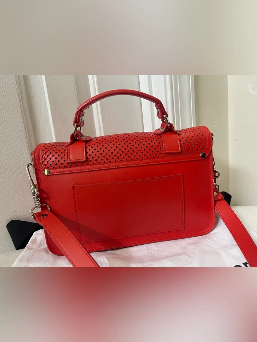 Proenza Schouler PS1 Red Perforated Lambskin  Leather Satchel